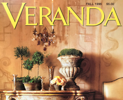 Designer Karin Linder cover page in the magazine Veranda in the Fall of 1996